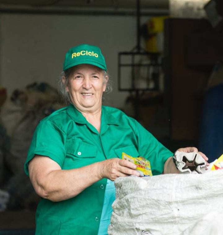 Female worker at a recycling plant